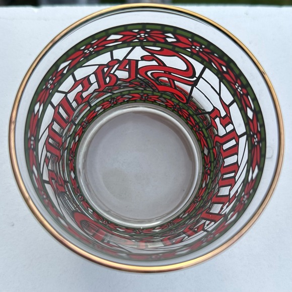 Vintage 70s Houze Christmas Stained Glass Style Tumblers Set of 4 - Picture 5 of 13